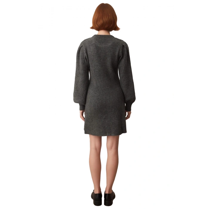 Kadın Skater Siluet Düz Dokulu Bisiklet Yaka Uzun Kollu Triko Elbise Günlük Şıklık Sunar Kaliteli