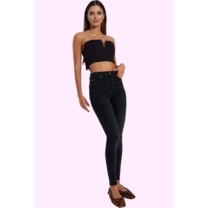 Kadın Skinny Jean Pamuk İncelten Etki Yüksek Bel Regular Boy Günlük Kullanım Modern Tasarım