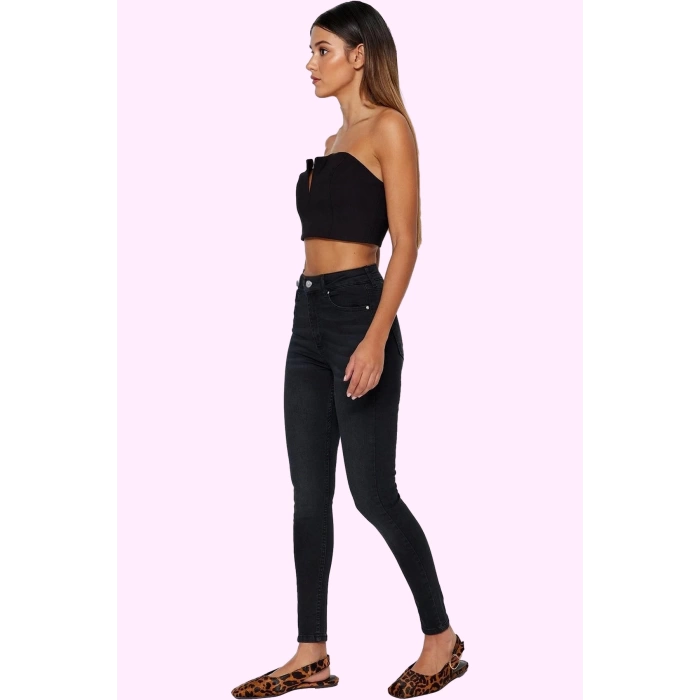 Kadın Skinny Jean Pamuk İncelten Etki Yüksek Bel Regular Boy Günlük Kullanım Modern Tasarım