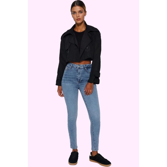 Kadın Skinny Jean Yüksek Bel İncelten Etki Stretch Dokuma Günlük Yaz Aylarının Vazgeçilmezi