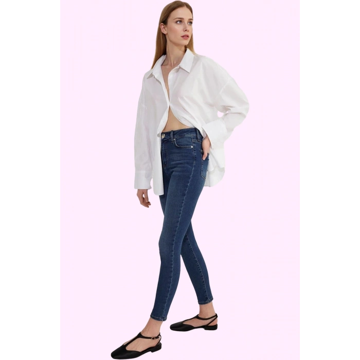 Kadın Skinny Jean Yüksek Bel Stretch Dokuma Günlük Ve İş Hayatı Yaz Aylarının Vazgeçilmezi