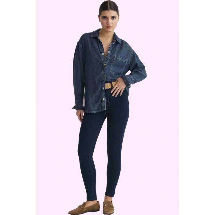 Kadın Skinny Jegging Yüksek Bel Dar Paça Regular Boy Denim Günlük Yaz Aylarının Vazgeçilmezi