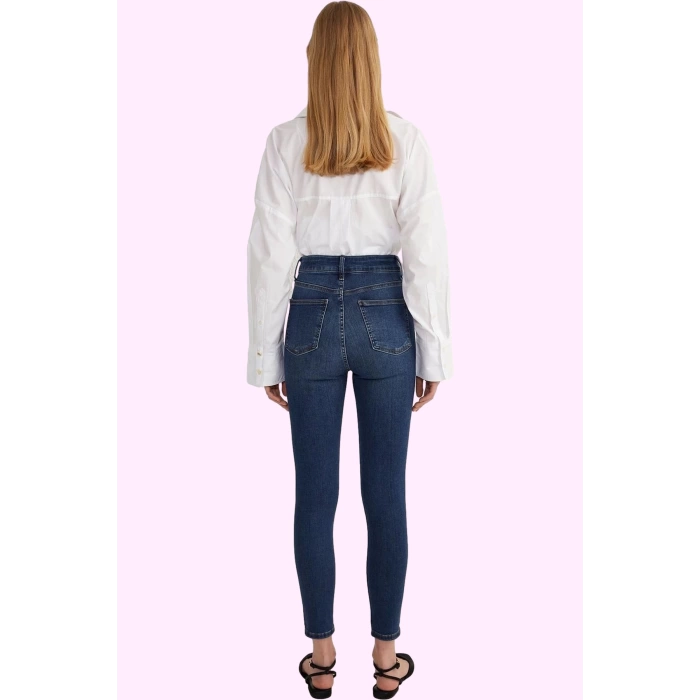 Kadın Skinny Yüksek Bel Jean Dar Paça Günlük Kombinler Hafta Sonu Yaz Aylarının Vazgeçilmezi