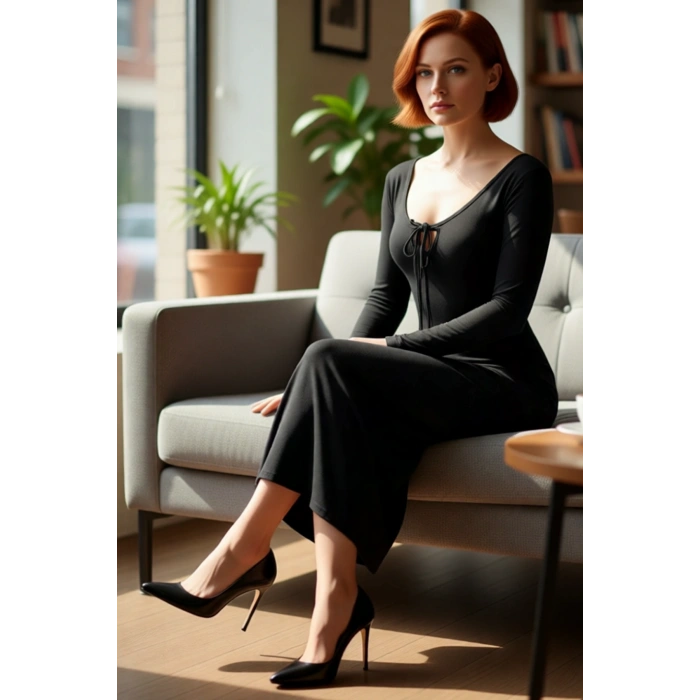 Kadın Smart Kesim Havuz Yaka Bağlama Detaylı Uzun Kol Bodycon Örme Maxi Abiye Elbise Kaliteli