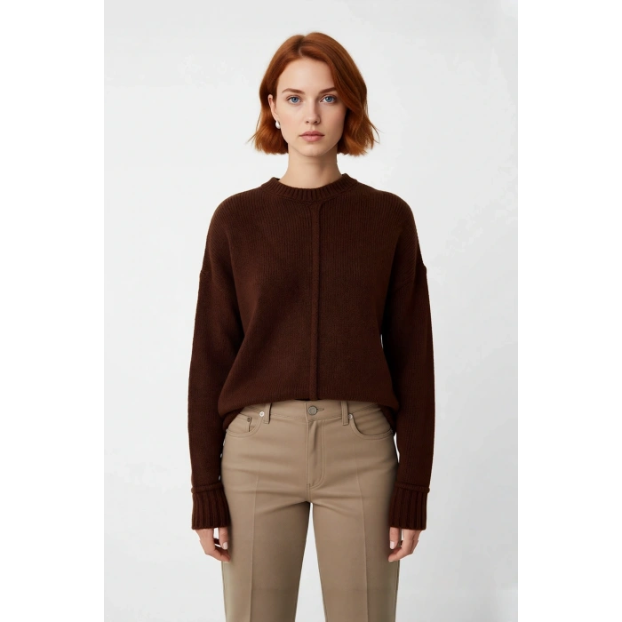 Kadın Soğuk Havaların Kurtarıcısı Oversize Kalın Düz Desen Triko Kazak Düşük Kol Gri Kaliteli