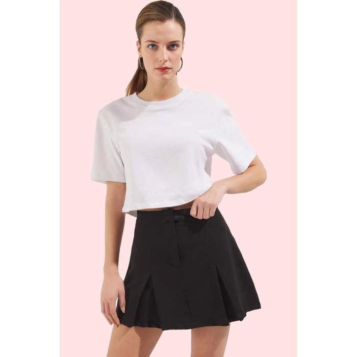 Kadın Şort Etek Boru Paça Polyester Karışımlı Finike Dokuma Günlük Kombinler Modern Tasarım
