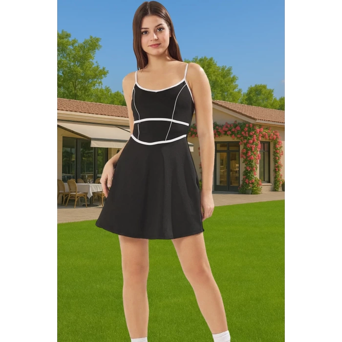 Kadın Spor Elbise İnce Askılı Örme Kumaş Yazlık Mini Boy Dayanıklı Malzeme Konforlu Kesim