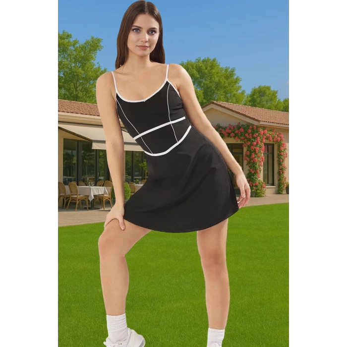 Kadın Spor Elbise İnce Askılı Örme Kumaş Yazlık Mini Boy Dayanıklı Malzeme Konforlu Kesim
