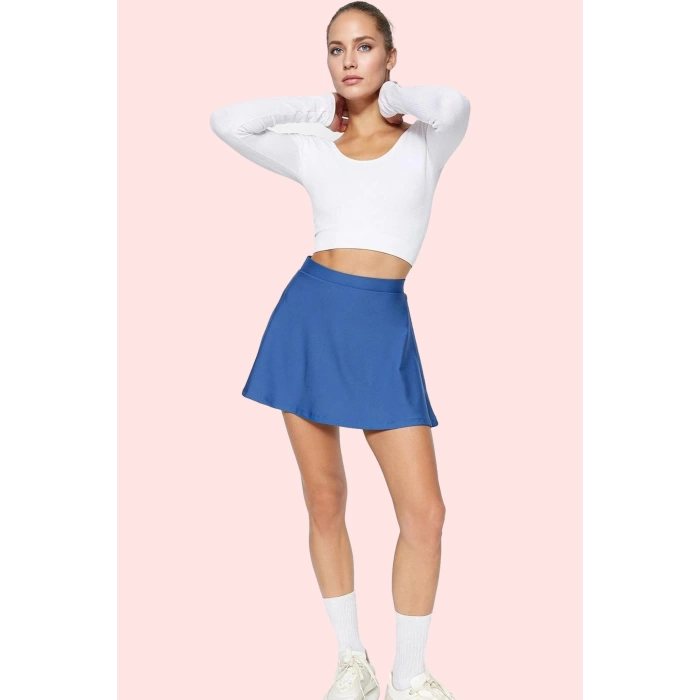 Kadın Spor Şort Etek Örme Kumaş Renk Yüksek Bel Kisa Boy Yaz Aylarının Vazgeçilmezi Günlük Kullanım