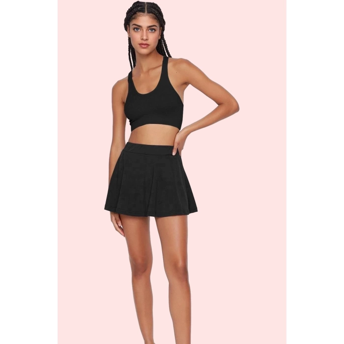 Kadın Spor Şort Etek Örme Kumaş Renk Yüksek Bel Kisa Boy Yaz Aylarının Vazgeçilmezi Günlük Kullanım