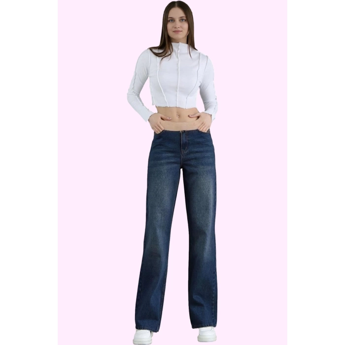 Kadın Straight Jean Pantolon Denim Yüksek Bel Pamuk Günlük Kombinler Yaz Aylarının Vazgeçilmezi