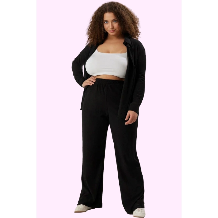 Kadın Straight Kalıp Büyük Beden Pantolon Polyester Rahat Günlük Yaz Aylarının Vazgeçilmezi
