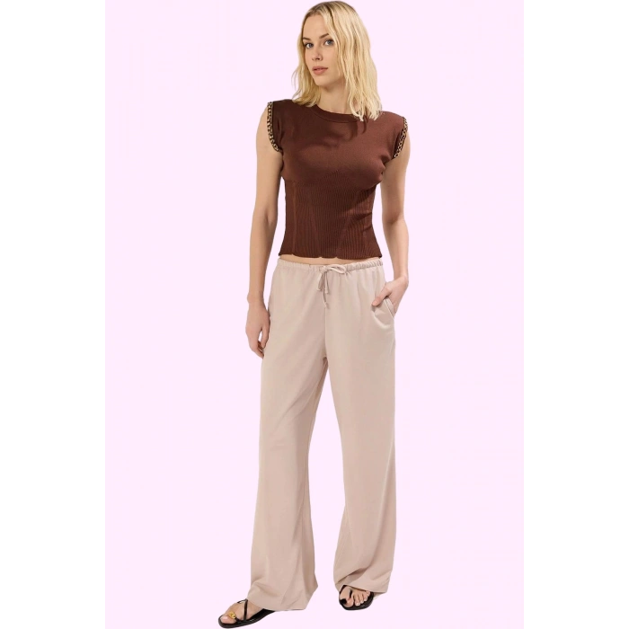 Kadın Straight Pantolon Yüksek Bel Geniş Paça Örme Kumaş Günlük Stil Yaz Aylarının Vazgeçilmezi