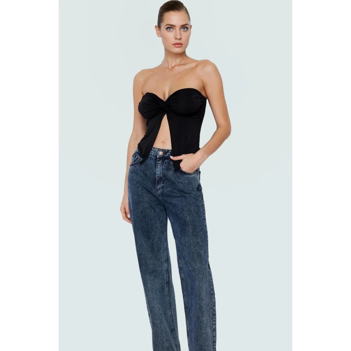 Kadın Straplez Crop Örme Bluz Buzzy Dokuma Polyester Yazlık Günlük Seçkin Malzeme Dayanıklı