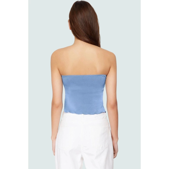 Kadın Straplez Crop Örme Bluz Buzzy Dokuma Polyester Yazlık Günlük Seçkin Malzeme Dayanıklı
