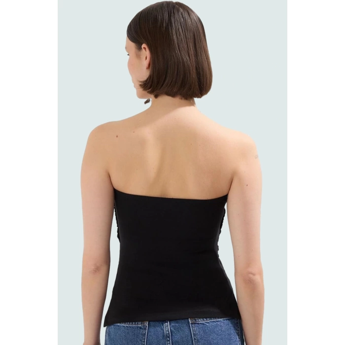 Kadın Straplez Fitted Örme Bluz Yazlık Günlük Kullanım Modern Stil Rahat