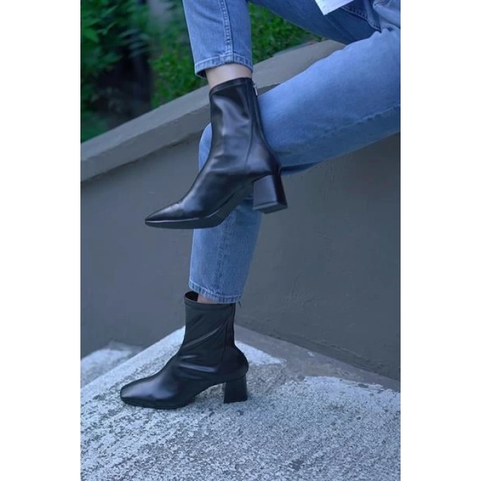 Kadın Streç Küt Model Bootie Siyah
