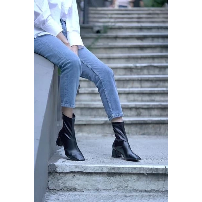 Kadın Streç Küt Model Bootie Siyah