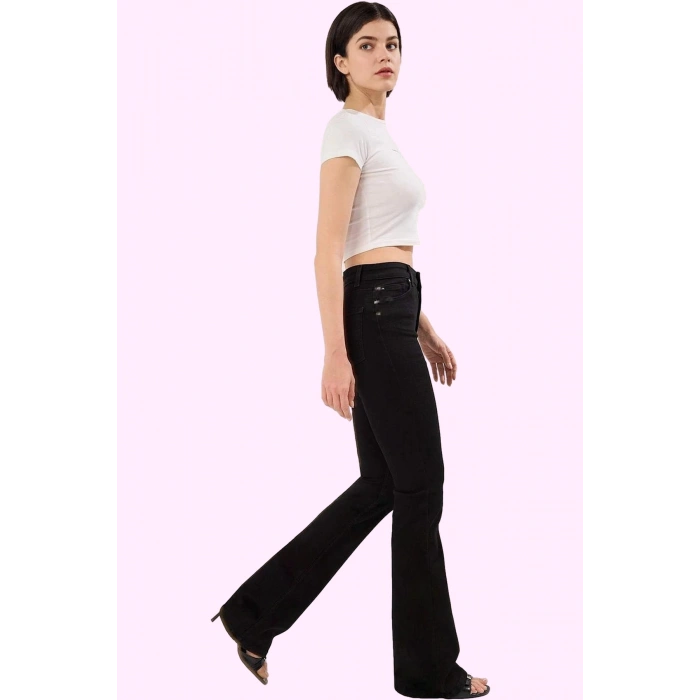 Kadın Stretch Denim Flare Pantolon Yüksek Bel Tüm Sezonlar İçin Yaz Aylarının Vazgeçilmezi