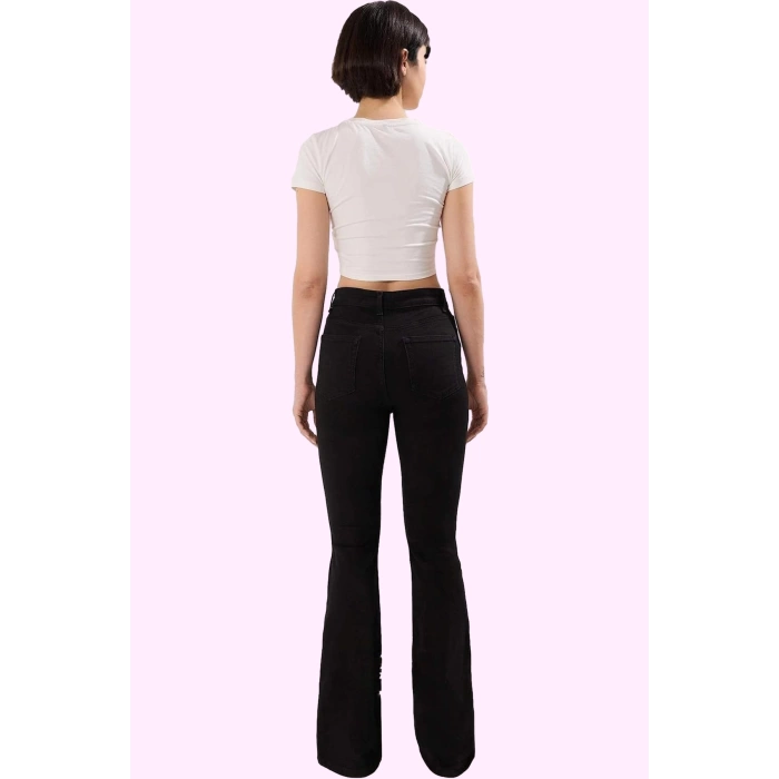Kadın Stretch Denim Flare Pantolon Yüksek Bel Tüm Sezonlar İçin Yaz Aylarının Vazgeçilmezi