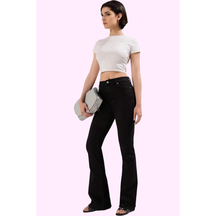Kadın Stretch Denim Flare Pantolon Yüksek Bel Tüm Sezonlar İçin Yaz Aylarının Vazgeçilmezi