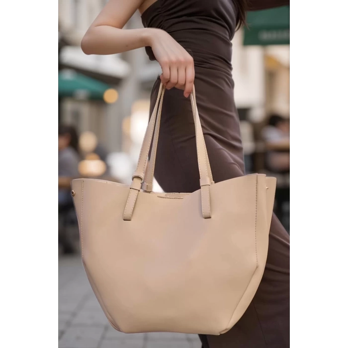Kadın Suni Deri Geniş Omuz Çantası Çıkarılabilir Cüzdanlı Günlük Kullanım Modern Stil Rahat Ve Şık