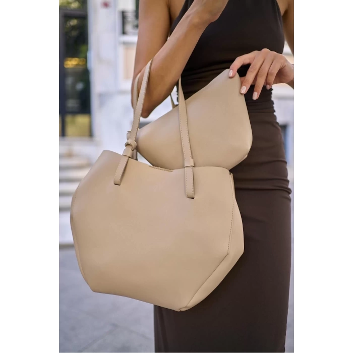Kadın Suni Deri Geniş Omuz Çantası Çıkarılabilir Cüzdanlı Günlük Kullanım Modern Stil Rahat Ve Şık