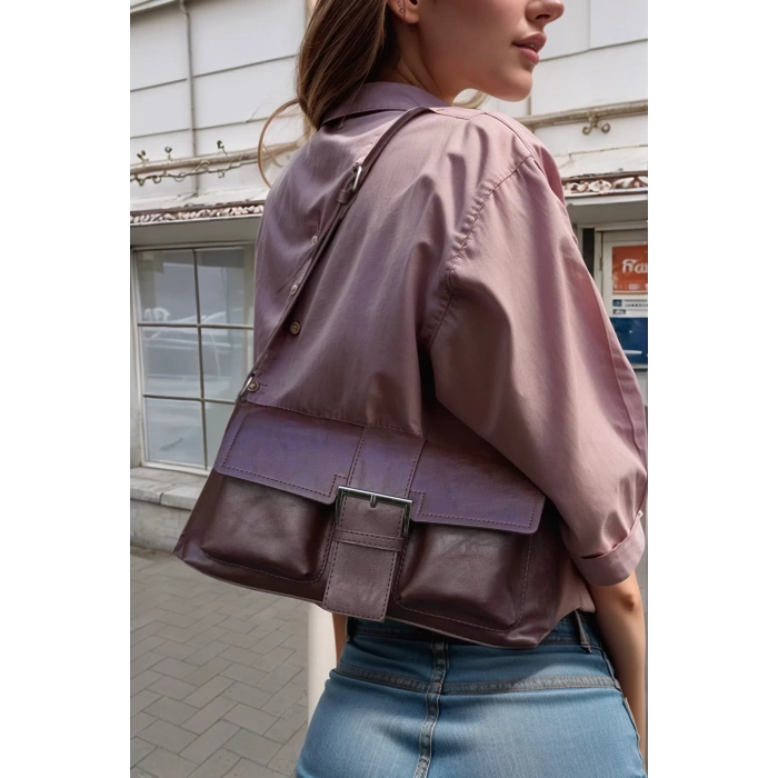Kadın Suni Deri Omuz Çantası Kapak Detaylı Günlük Şıklık Premium Kalite Yüksek Kalite Trend Tasarım