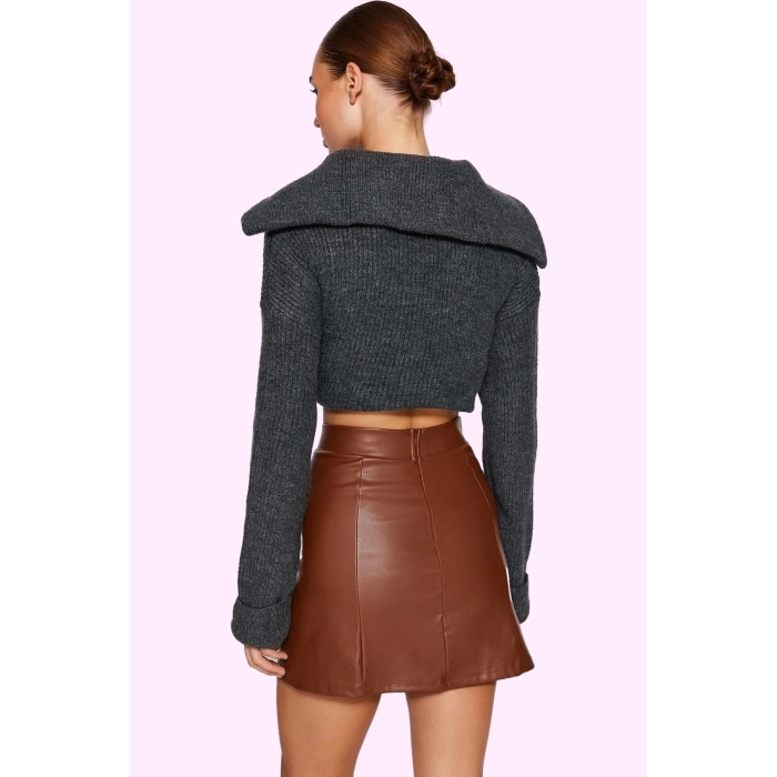 Kadın Suni Deri Yüksek Bel Kalem Etek Mini Boy Casual Günlük Hafta Sonu Yaz Aylarının Vazgeçilmezi