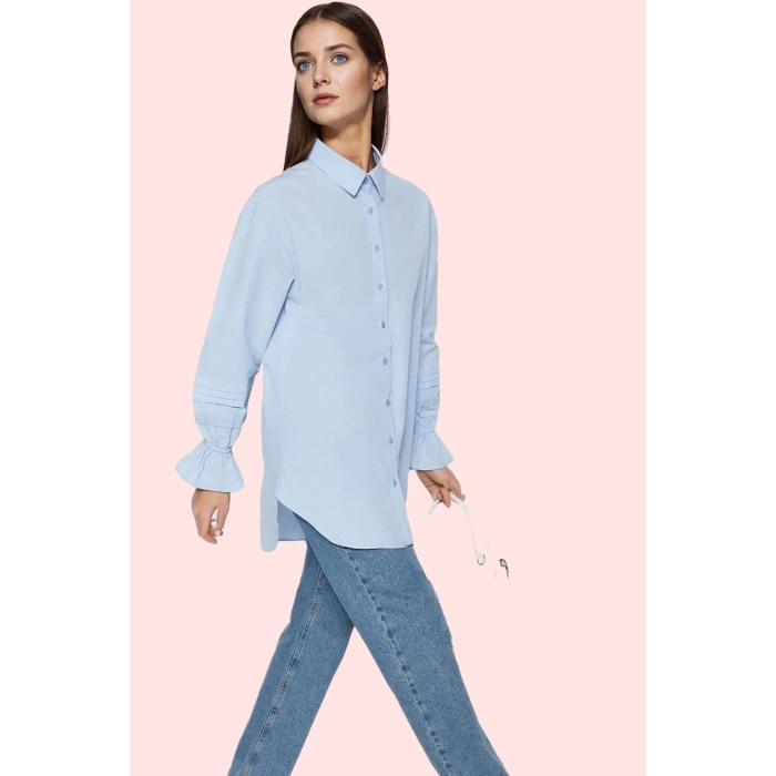 Kadın Terrycotton Bluz Regular Kalıp Düğmeli Kapatma Yazlık Günlük Yaz Aylarının Vazgeçilmezi