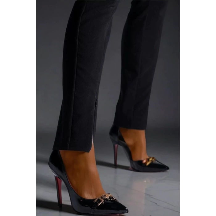 Kadın Toka Detaylı İnce Topuklu Stiletto 10 cm Şık ve Zarif Topuklu Ayakkabı