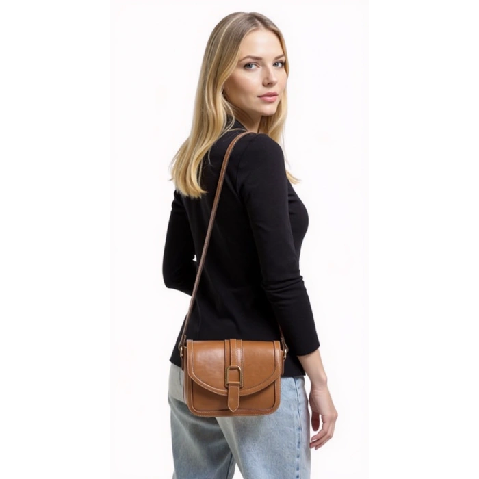 Kadın Tokalı Mini El Çantası Deri Görünümlü Şık Ve Kompakt Günlük Stil