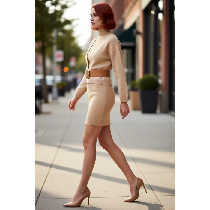 Kadın Triko Hırka ve Bodycone Midi Elbise İkili Takım Soğuk Havalar İçin Şık Rahat Seçim