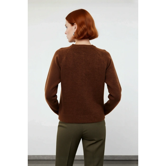 Kadın Triko Kazak Düğmeli Bisiklet Yaka Reglan Kol Orta Kalınlık Kış Mevsimi İçin Casual Şıklık