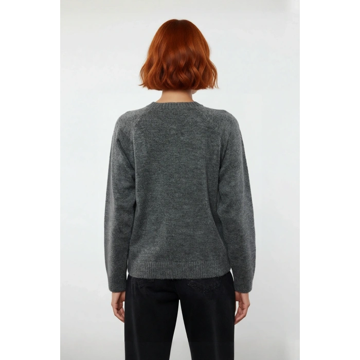 Kadın Triko Kazak Düğmeli Bisiklet Yaka Reglan Kol Orta Kalınlık Kış Mevsimi İçin Casual Şıklık