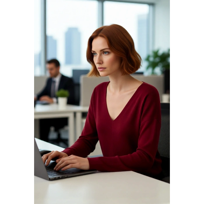 Kadın Triko Kazak V Yaka Orta Kalınlık Regular Kalıp Düz Desen Standart Uzun Kol Şık Seçim