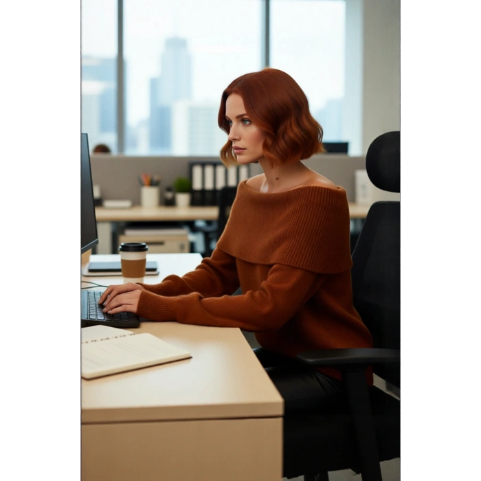 Kadın Triko Kışlık Kazak Regular Kalıp Uzun Kollu Carmen Yaka Günlük ve Şık Kombinler İçin