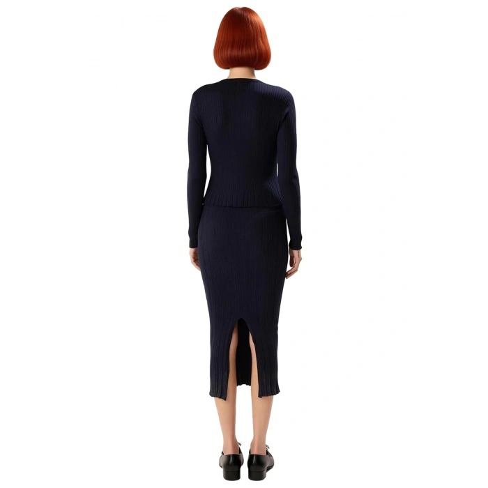 Kadın Triko Kumaş Bodycon Kesim Maxi Boy Kolsuz Elbise ve Standart Kol Hırka Seti Şık Rahatlık