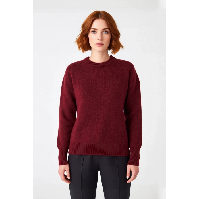 Kadın Triko Kumaş Düz Desenli Oversize Bisiklet Yaka Kazak Soğuk Günler İçin İdeal Seçim Kaliteli