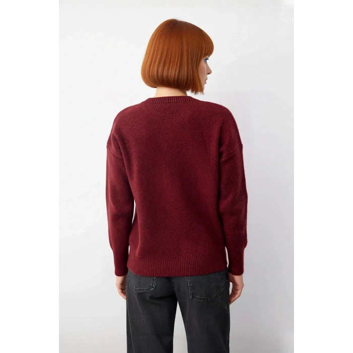 Kadın Triko Kumaş Düz Desenli Oversize Bisiklet Yaka Kazak Soğuk Günler İçin İdeal Seçim Kaliteli