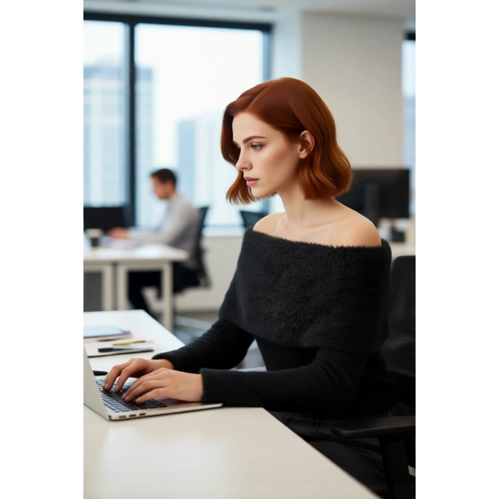 Kadın Tüylü Dokusuyla Ekstra Yumuşak Carmen Yaka Crop Triko Kazak Kış Kombinleri İçin İdeal