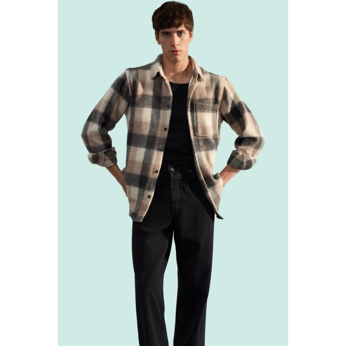 Kadın Unisex Kareli Oduncu Gömlek Ceket Regular Fit Uzun Kol Kışlık Yaz Aylarının Vazgeçilmezi
