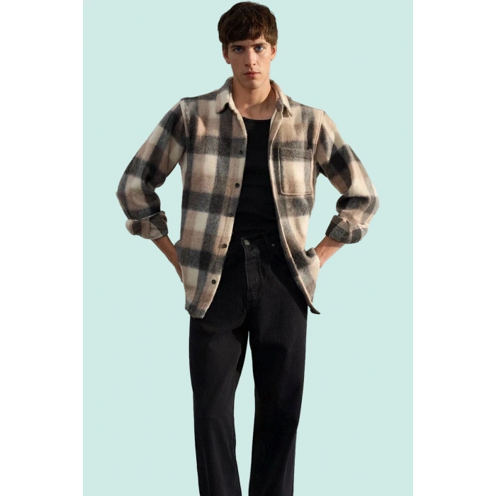 Kadın Unisex Oduncu Gömlek Ceket Kışlık Ekose Regular Fit Uzun Kollu Yaz Aylarının Vazgeçilmezi