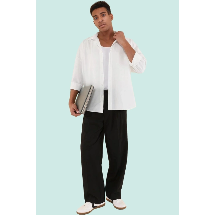 Kadın Unisex Oversize Fit Gömlek Düz Desen Günlük Kullanım İçin Yaz Aylarının Vazgeçilmezi