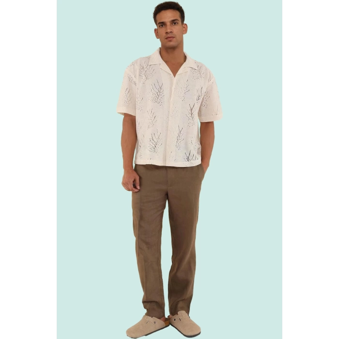 Kadın Unisex Yazlık Boxy Fit Gömlek Apaş Yaka Çiçekli Desen Kısa Kol Regular Günlük Kullanım