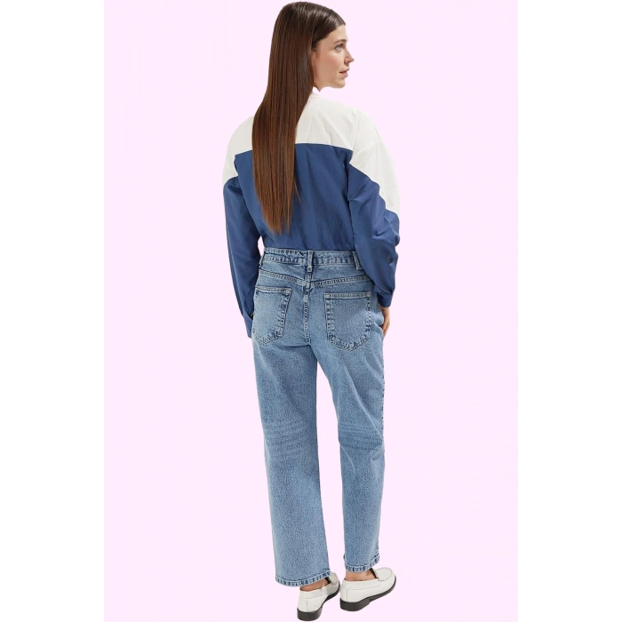 Kadın Uzun Boy Straight Jean Pantolon Denim Kumaş Rahat Günlük Kombin Yaz Aylarının Vazgeçilmezi
