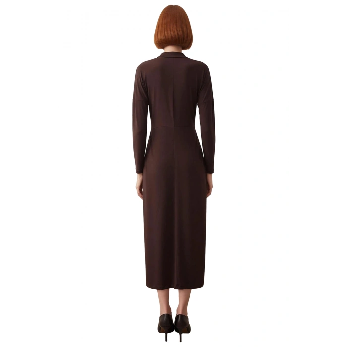 Kadın Uzun Kollu Bodycon Kesim Örme Sandy Maxi Elbise Dik Yaka Detaylı Zarif Ve Rahat Stil