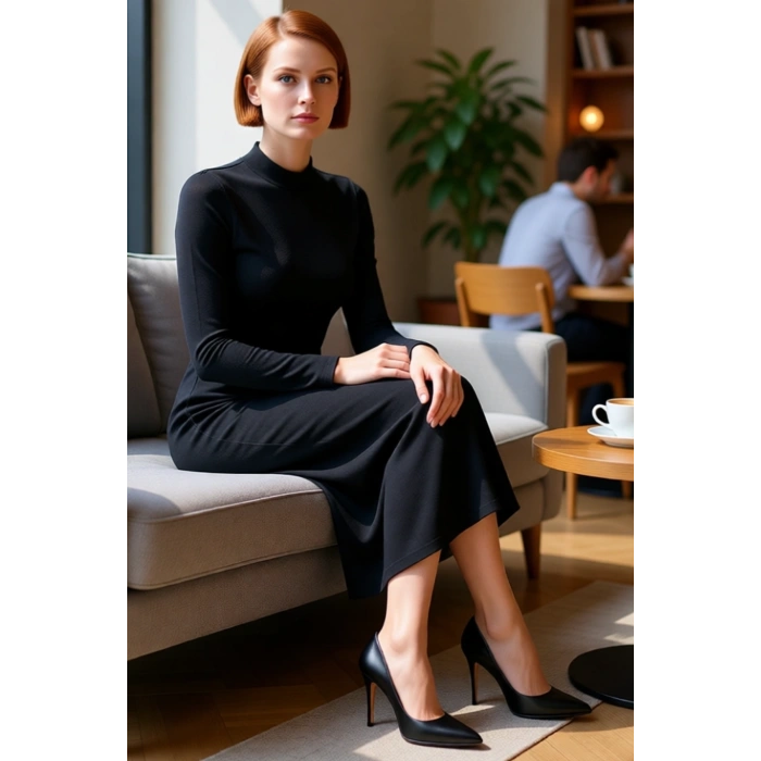 Kadın Uzun Kollu Bodycon Maxi Elbise Dik Yakasıyla Zarafet Sunar Mezuniyet Balo İçin İdeal Örme