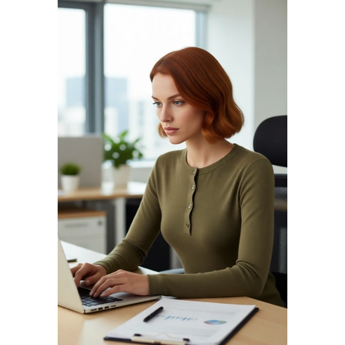 Kadın Uzun Kollu Fitted Bisiklet Yaka Dugmeli Fitilli Triko Bluz Gunluk Sik Ve Rahat Kombinler Icin