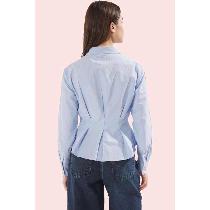 Kadın Uzun Kollu Gömlek Pamuk Polyester Terrycotton Kumaş Günlük Kullanım Kaliteli Malzeme